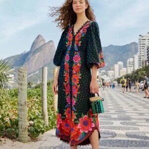 NWT Farm Rio Black Blooming Garden Dress